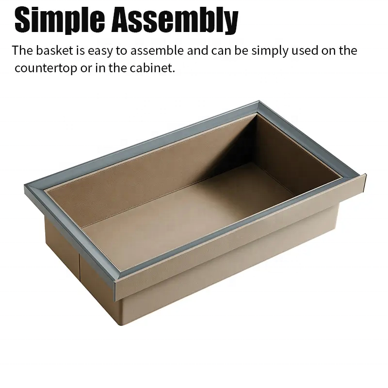 High Quality New Design Leather Wardrobe Closet Drawer Storage Basket Pull Boxes Gray Color Systems