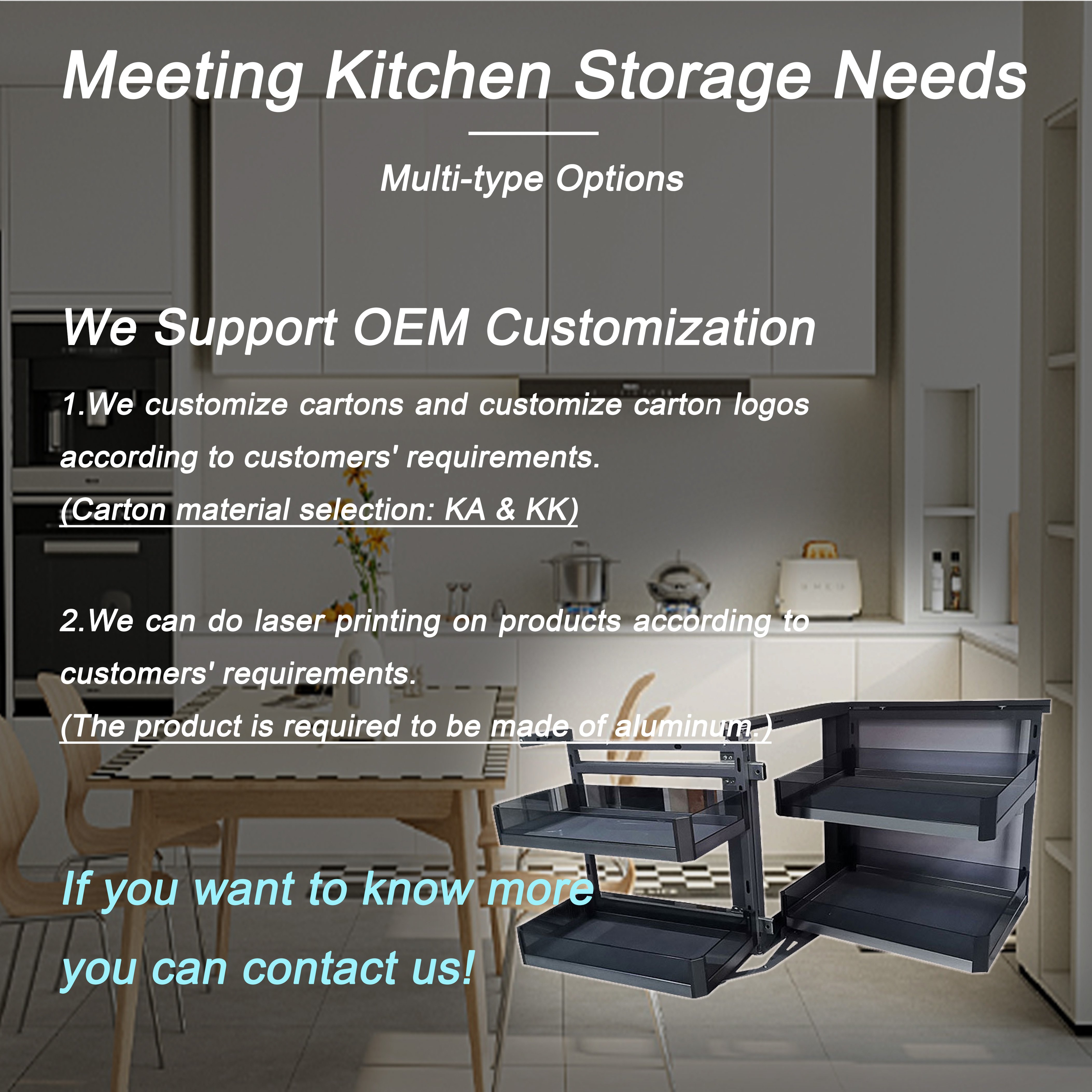 Kitchen Cabinet Organizer Pull-out Pantry Drawers Basket Storage Shelf Aluminum Alloy Glass Half Magic Corner