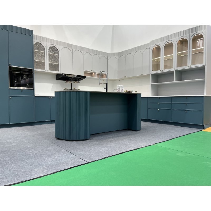 New model glass door wall cabinet used modern pvc film door kitchen cabinet for sale