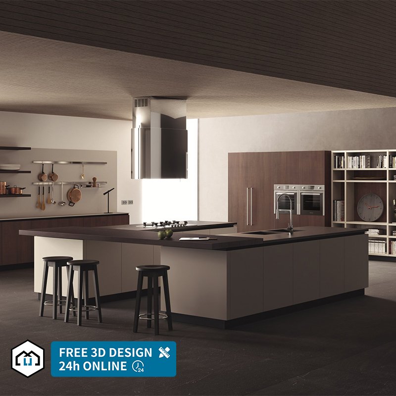 Flat Pack Luxury Modern Island Wood Kitchen Cabinet Design With Drawers