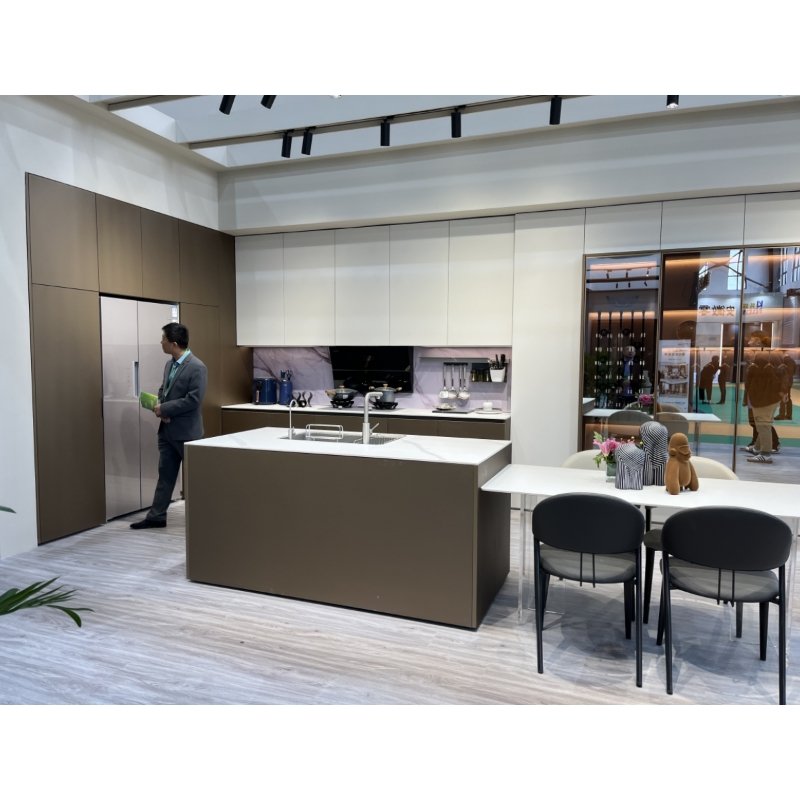 China made grey slap door wooden modern kitchen cabinet and kitchen furniture design