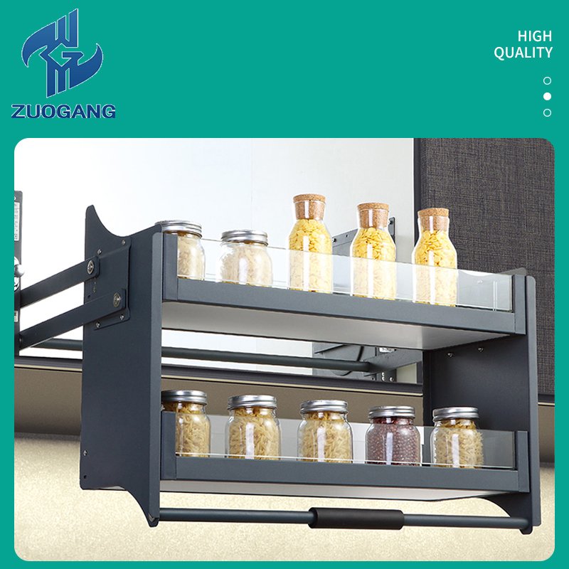 Up and down pull basket hanging cabinet storage rack cabinet pull basket glass lifting pull basket