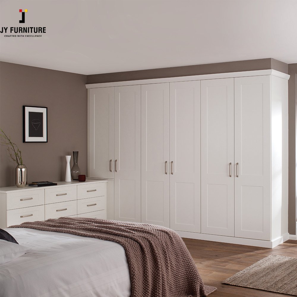 JY Furniture Luxury Walk in Closet High Gloss With Glass Door Hardwood Wardrobe From Vietnam