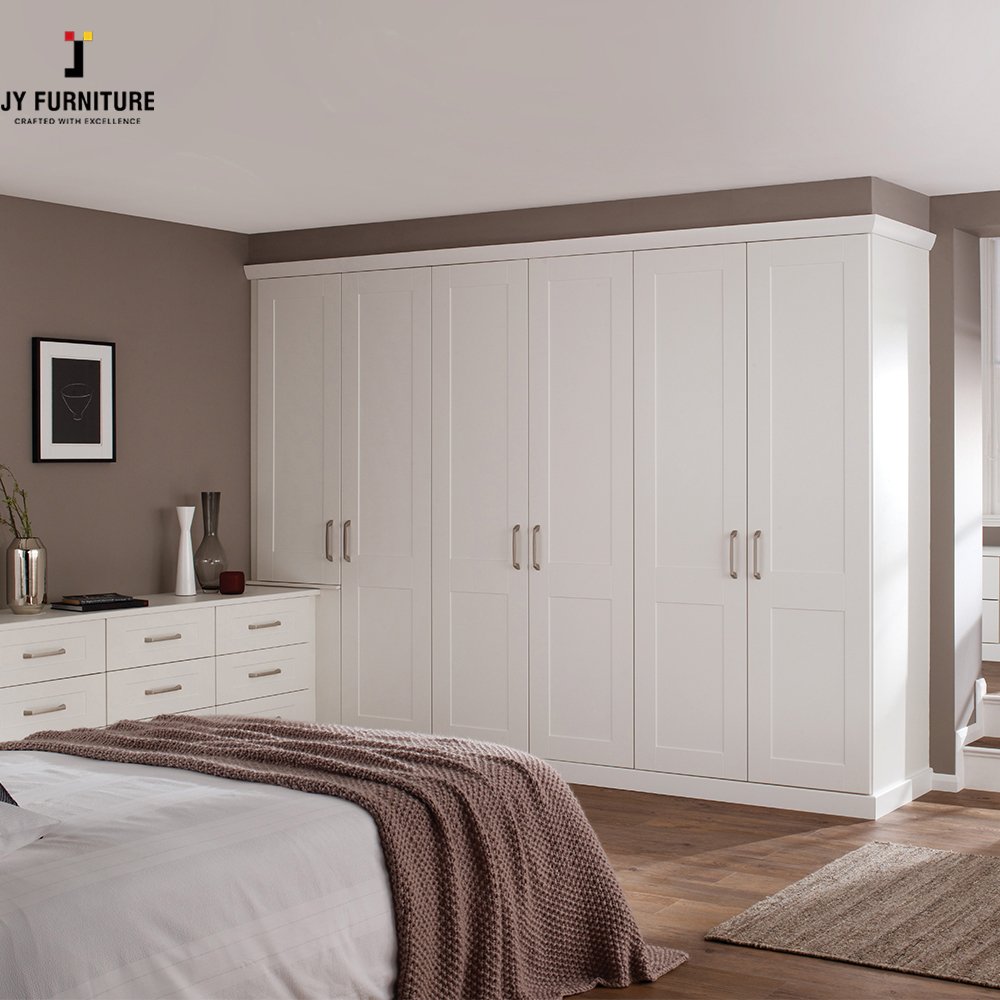 JY Furniture Luxury Walk in Closet High Gloss With Glass Door Hardwood Wardrobe From Vietnam
