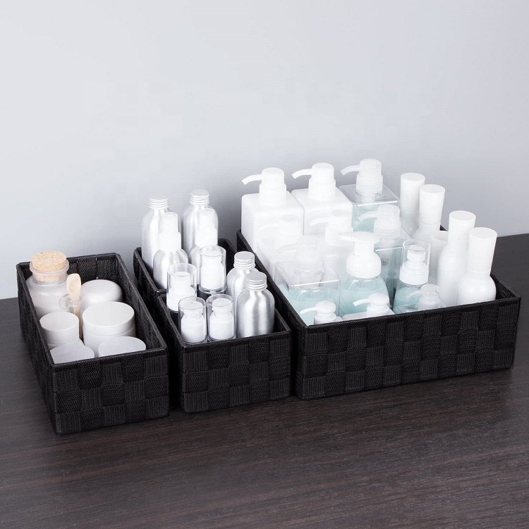 Woven Storage Box Cube Basket Bin Organizer Divider For Table Drawer Set of 4