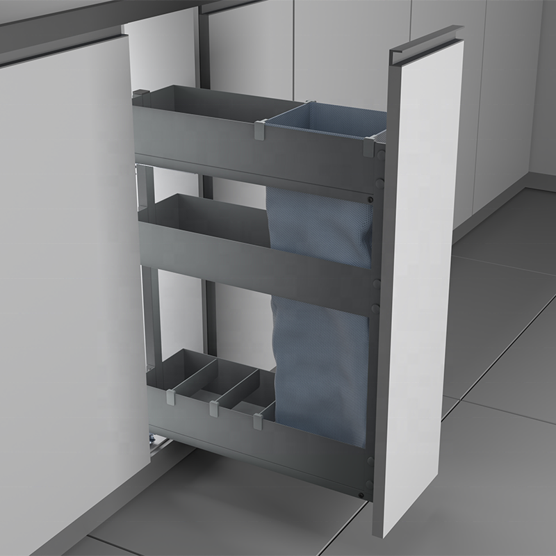 Kitchen bread basket side cabinet storage sliding metal pull out 2 tiers kitchen basket