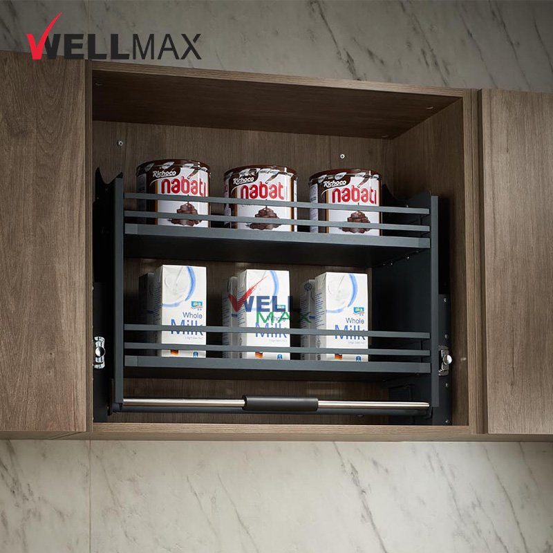 Kitchen Accessories Lift Basket Pull Down Shelves Cabinet Elevator Basket Drawer Baskets