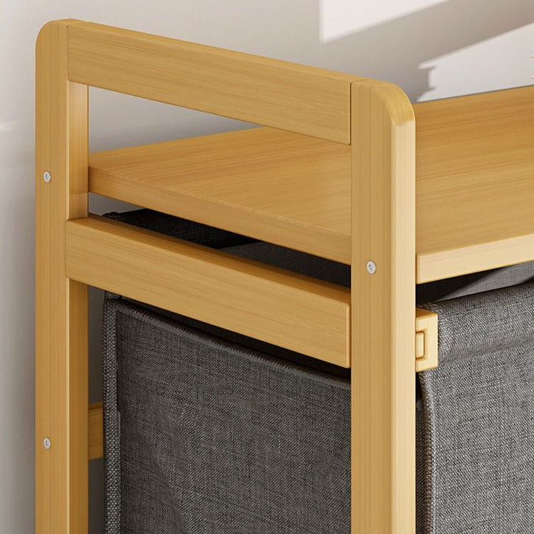 Bathroom Dresser Tower Organizer Frame and Pull-out Fabric Baskets with Bamboo Basket Storage Drawers Unit - 3-tier Living Room