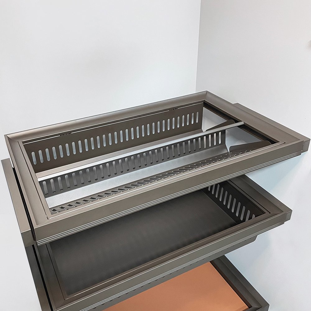 Pull out wardrobe metal shoe rack Electrophoretic Aluminium Frame drawer shoes organizer