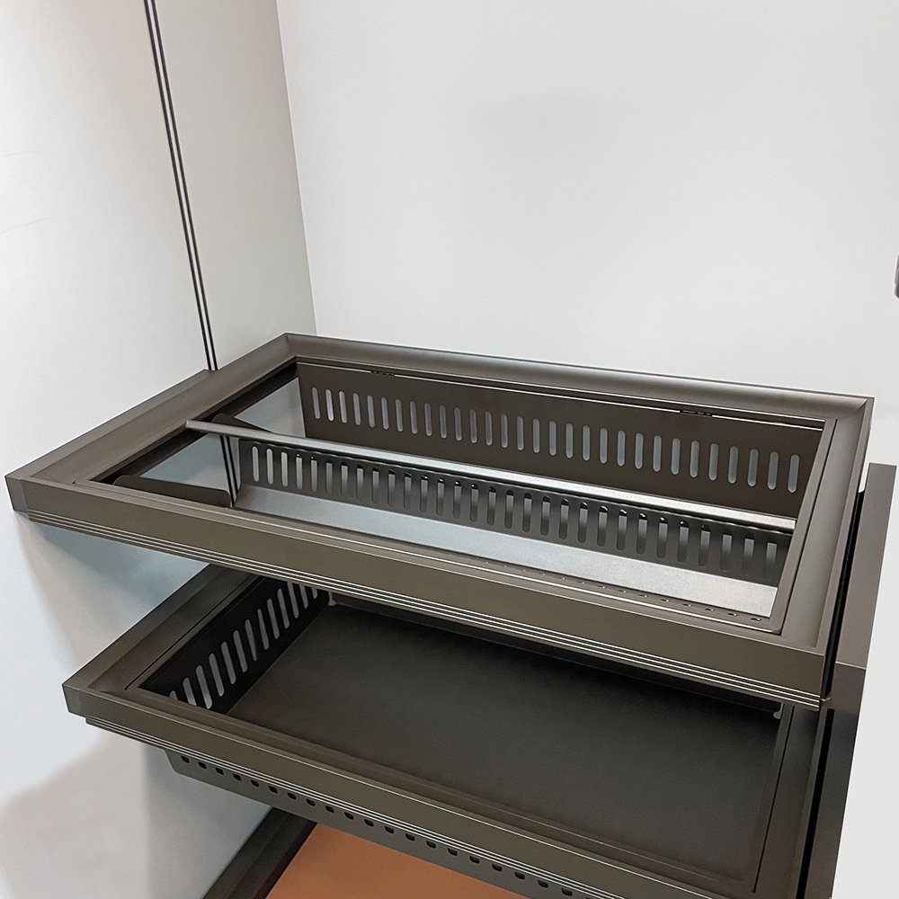 Pull out wardrobe metal shoe rack Electrophoretic Aluminium Frame drawer shoes organizer