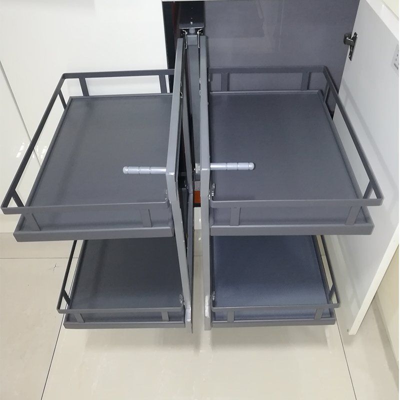 TKK Hot Selling Multifunctional Stainless Steel Drawer Basket Kitchen Magic Corner Soft Closing Storage Basket