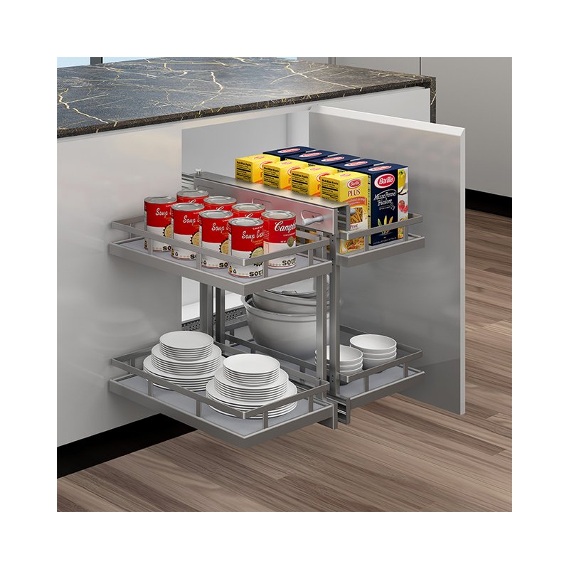 TKK Hot Selling Multifunctional Stainless Steel Drawer Basket Kitchen Magic Corner Soft Closing Storage Basket
