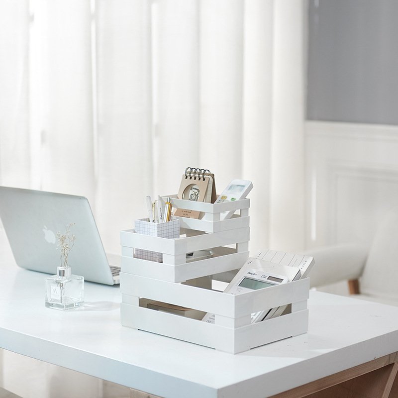 Customized Color Office Box Organizer Plastic Desktop Storage Baskets