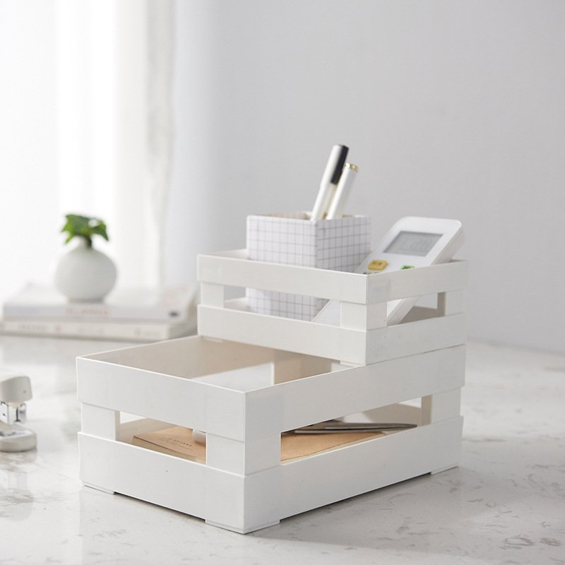 Customized Color Office Box Organizer Plastic Desktop Storage Baskets