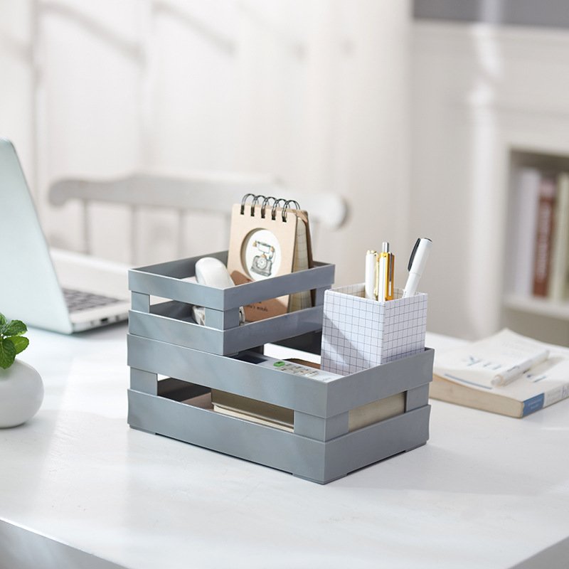 Customized Color Office Box Organizer Plastic Desktop Storage Baskets