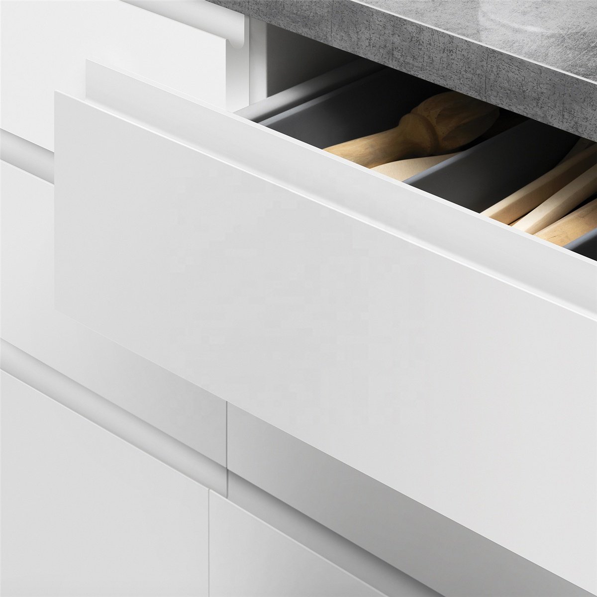 PA MDF white lacquer designs modular modern island kitchen cabinet