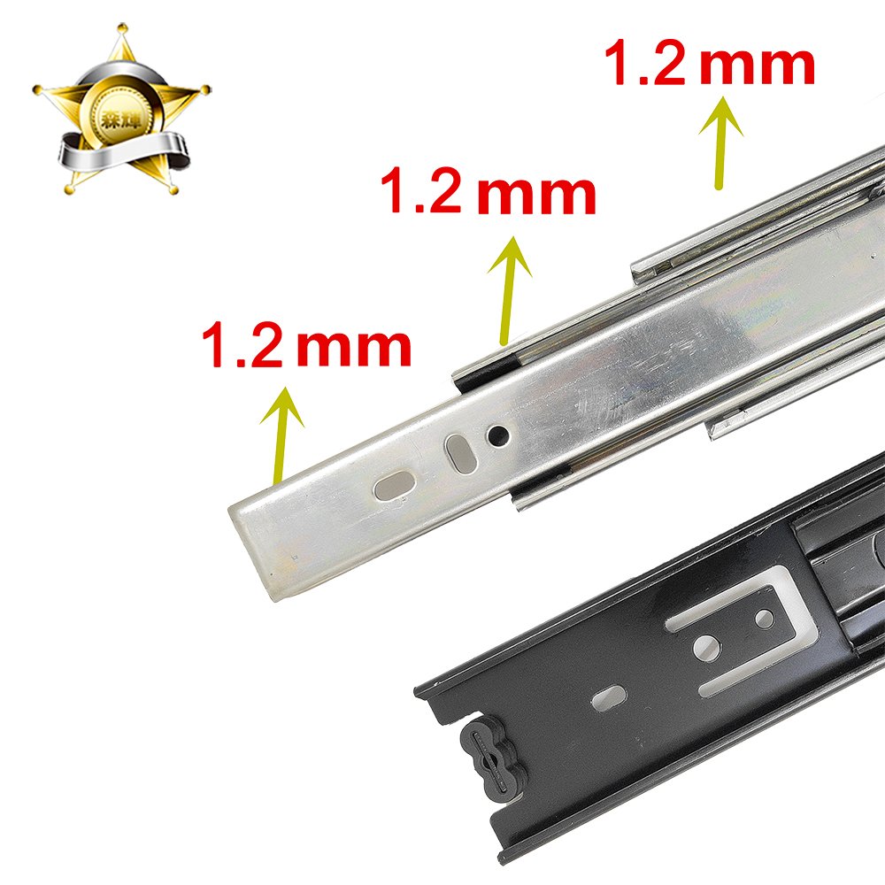 45mm Drawer Slide 3 Fold Full Extension Ball Bearing Rail Telescopic Channel Drawer Slide
