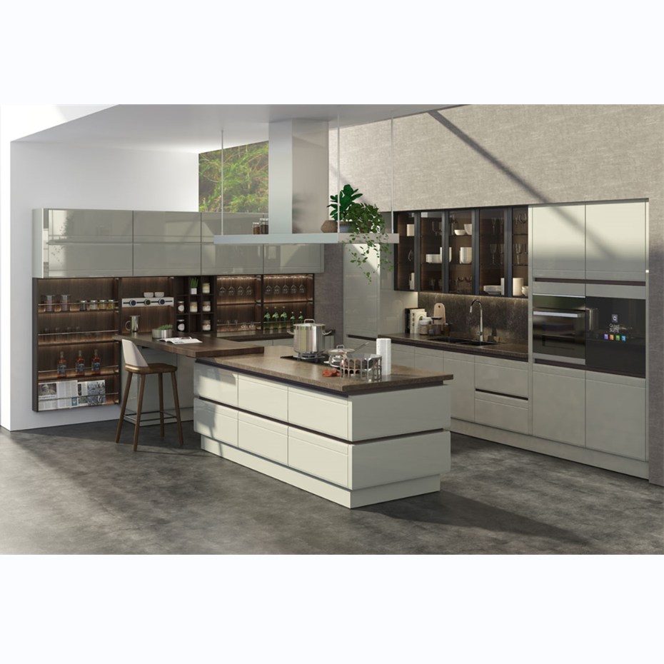America modern style kitchen ideas black glass door storage cabinet with sink