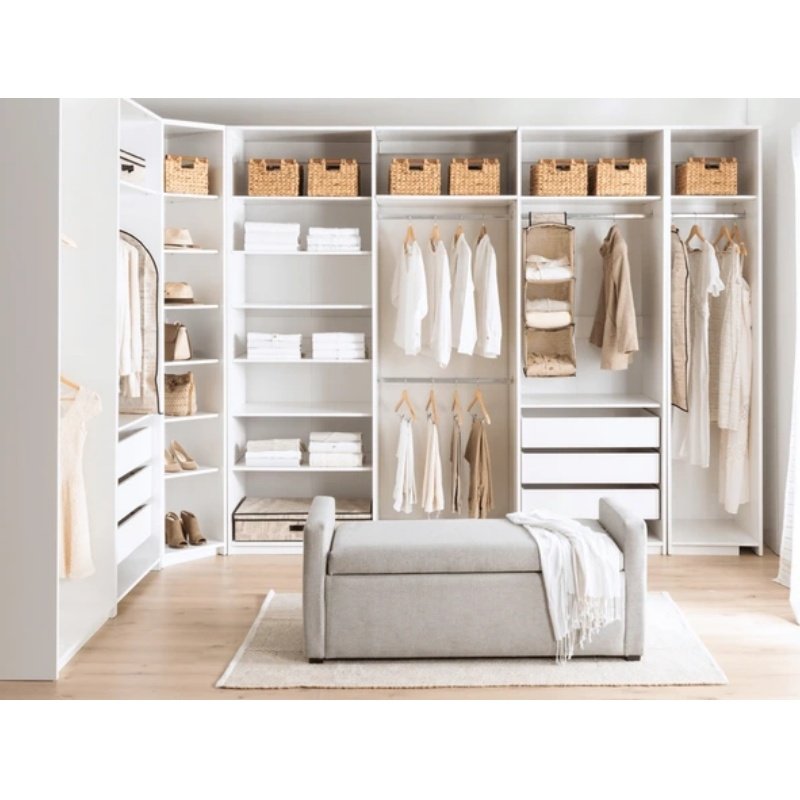 CBMmart Classic White Finish Matte Aluminum Round Hanging Poles Well-Designed Reach-in Closet