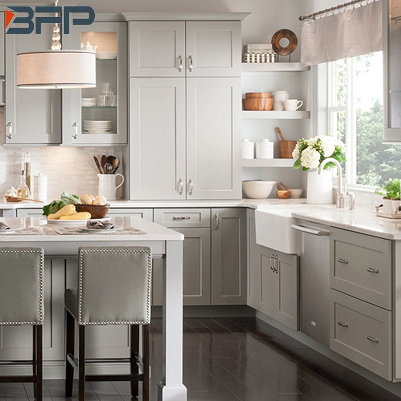 Modern Kitchen Furniture Flat Pack Matte Finish Lacquer Kitchen Cabinets