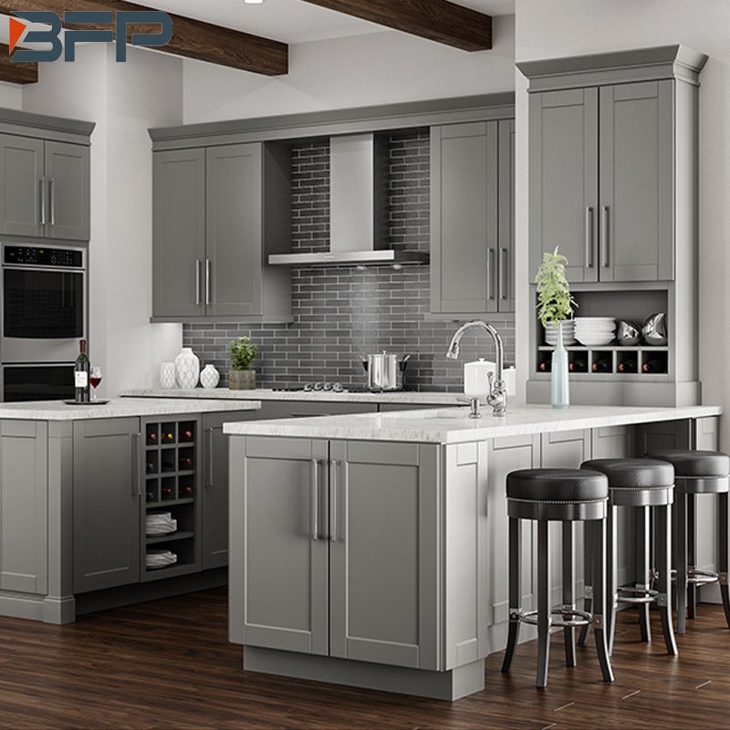 Modern Kitchen Furniture Flat Pack Matte Finish Lacquer Kitchen Cabinets