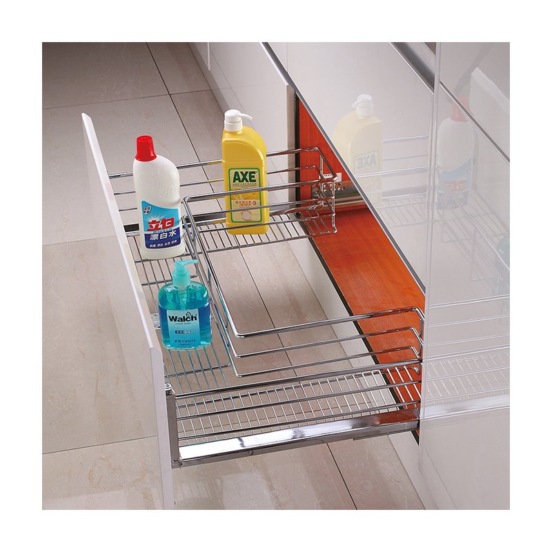 TKK Pull out Basket Stainless Steel Iron Soft-Stop Slide Four-Side Drawer Baskets Pantry Organizer