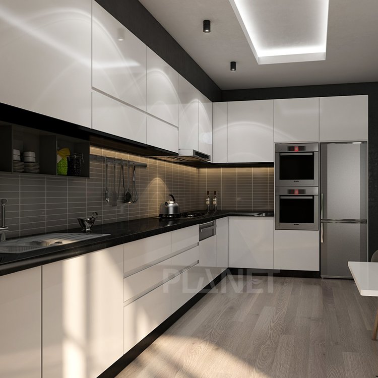 High End Italian Cusine Luxury Painting Laminate White Full Modern Kitchen Cabinet Flat Pack