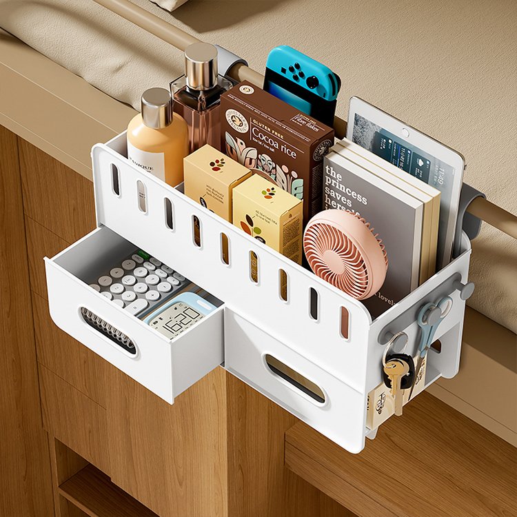 Multifunctional bedroom student school dormitory sundries baby crib bed rails organizer bedside hanging basket storage rack