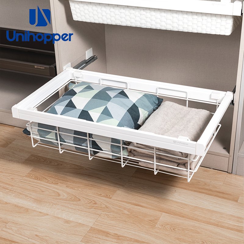 Unihopper OEM Wire Basket Drawers Pull Out Soft Closing Cloth Storage Basket for Wardrobe Organizer