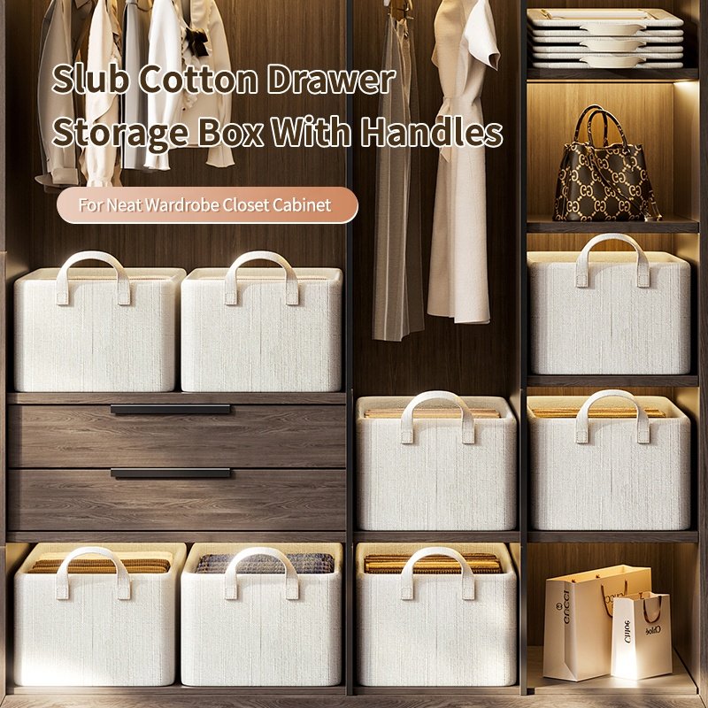OEM logo Cotton Stackable Clothes Bin Organizer Kid Toy Storage Box for Wardrobe Laundry Basket Fabric Baskets & Bins