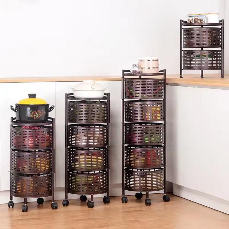 5 Layer Trolley Rotating Round Drawer Rotary Kitchen Organizers And Storage Storage Multi-layer Basket