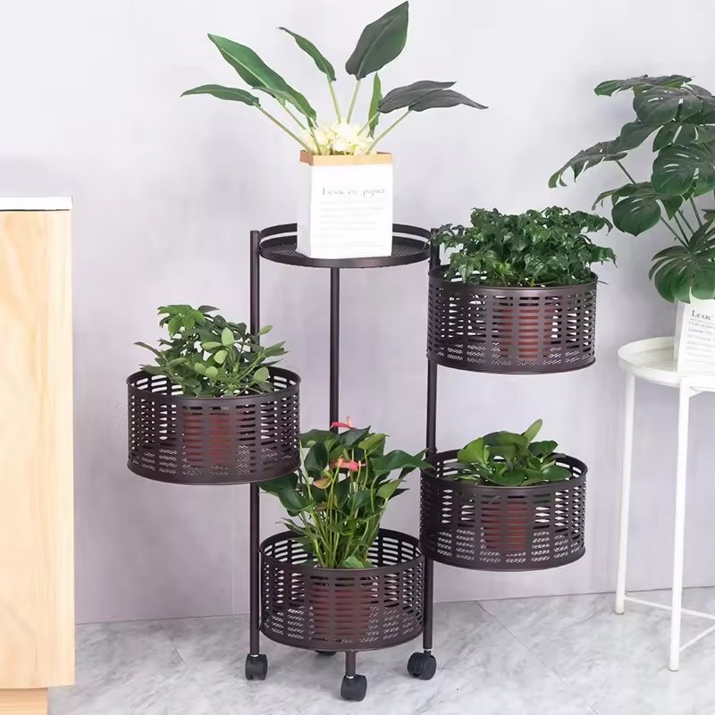 5 Layer Trolley Rotating Round Drawer Rotary Kitchen Organizers And Storage Storage Multi-layer Basket