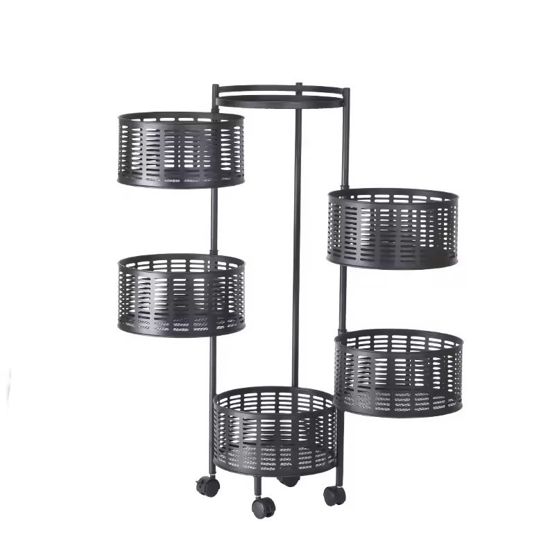 5 Layer Trolley Rotating Round Drawer Rotary Kitchen Organizers And Storage Storage Multi-layer Basket
