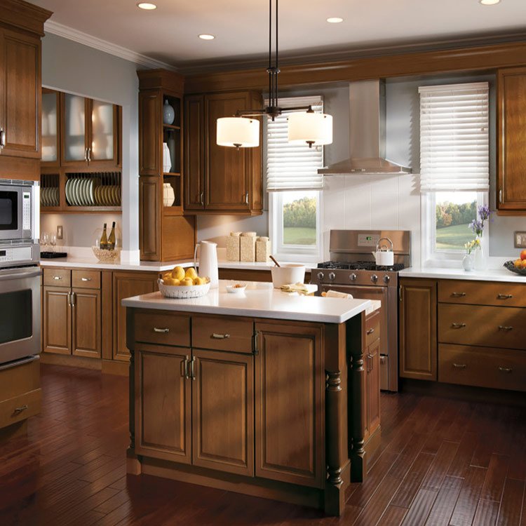 Luxury real wood cabinet design classic wall units kitchen oak cabinets