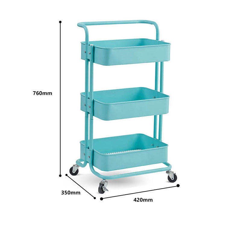 Multi Purpose 3 Tier Metal Organisation Holder Utility Trolley 3 Shelf Utility Storage Rack Cart for Kitchen Office Bathroom
