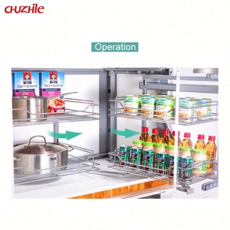 Hot Selling Magic Corner Two Layer cabinet storage basket