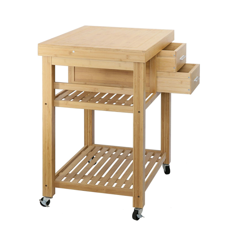Caterer Bamboo Eco Belt Storage Drawer And Basket Restaurant Trolley Commercial Kitchen Food Utility Trolley