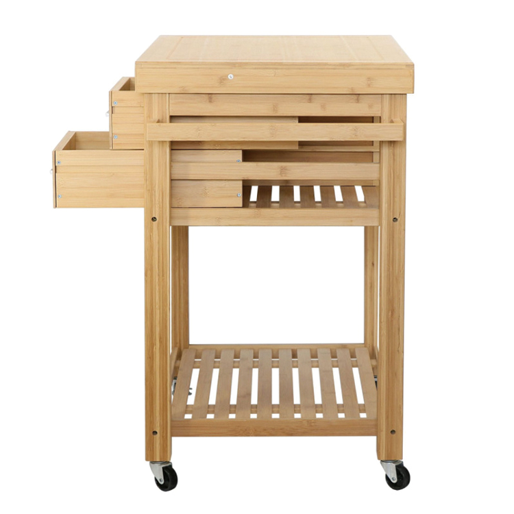 Caterer Bamboo Eco Belt Storage Drawer And Basket Restaurant Trolley Commercial Kitchen Food Utility Trolley
