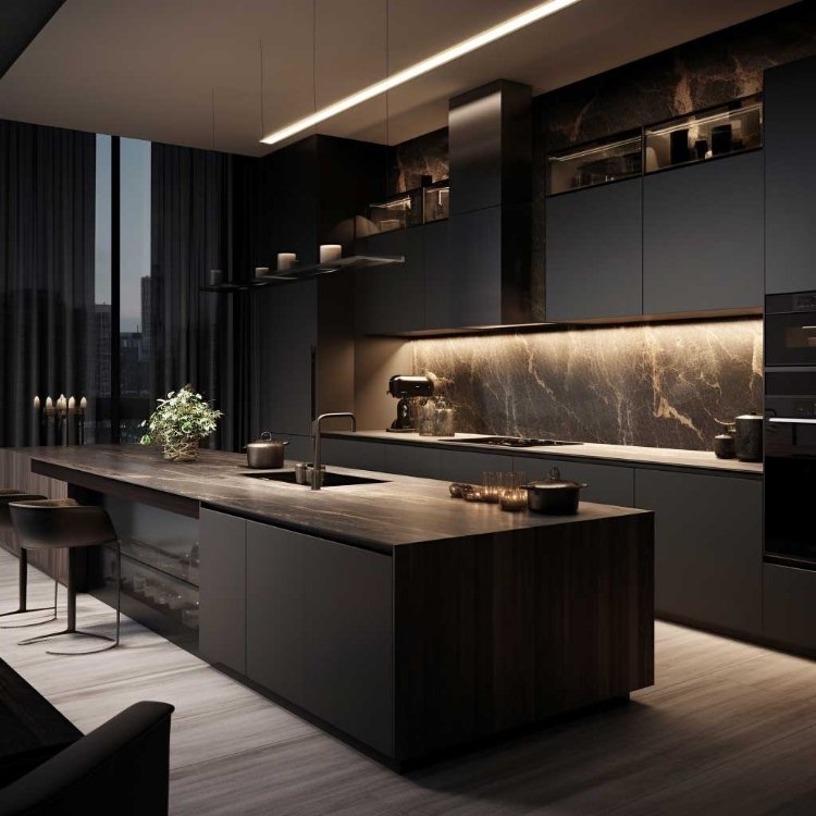 Contemporary Black Cabinets white Countertops Versatile and Customizable Kitchen Cabinets Modular Black Kitchen Cabinets