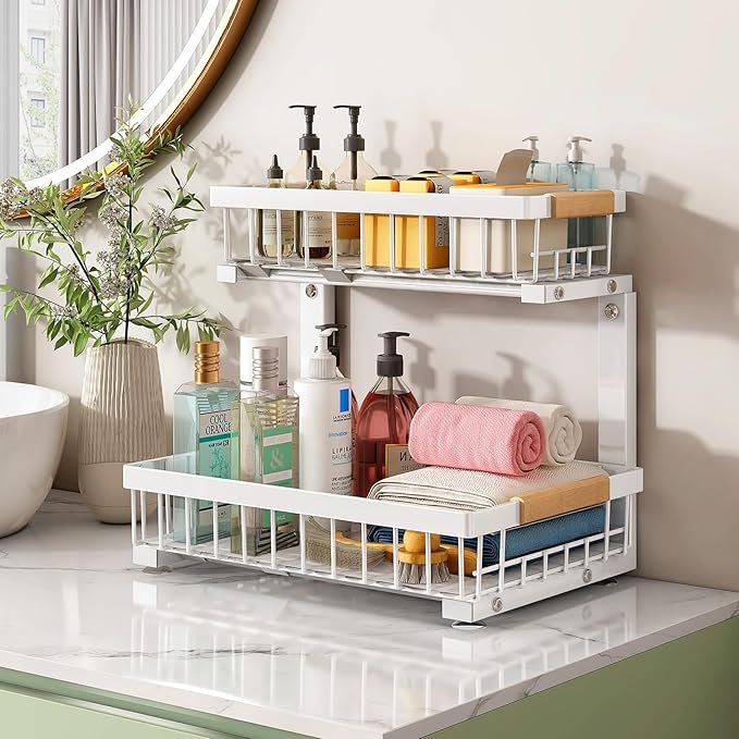 Dropshipping Shopify Under Sink Organizer 2 Packs 2 Tier Under Sink Organizers and Storage