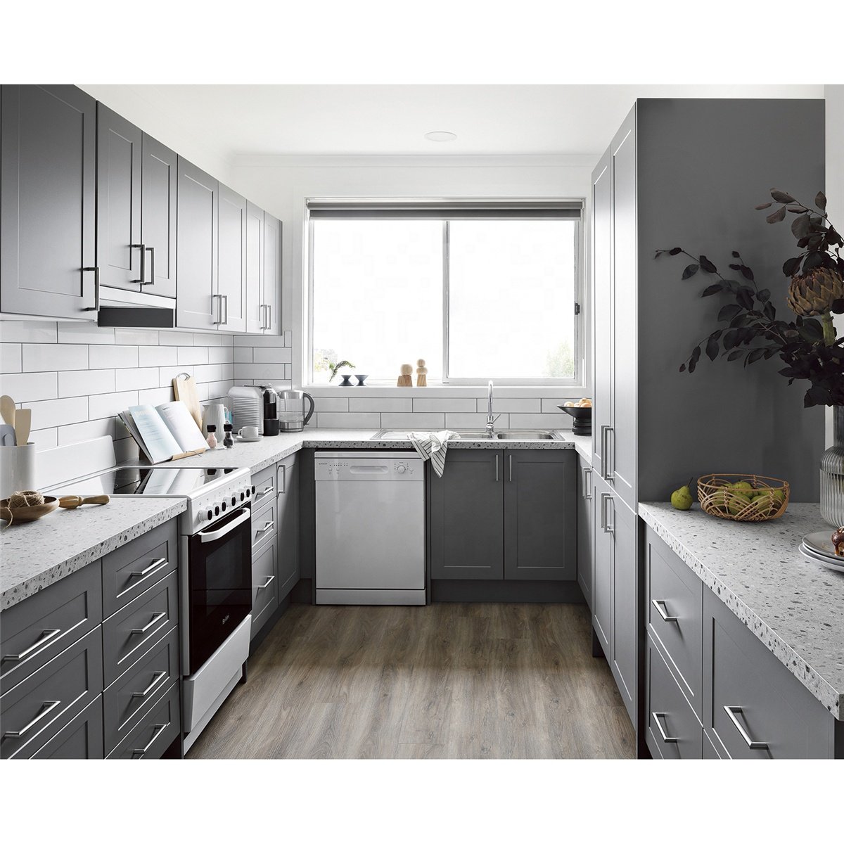 PA modular simple shaker style modern PVC kitchen cabinets