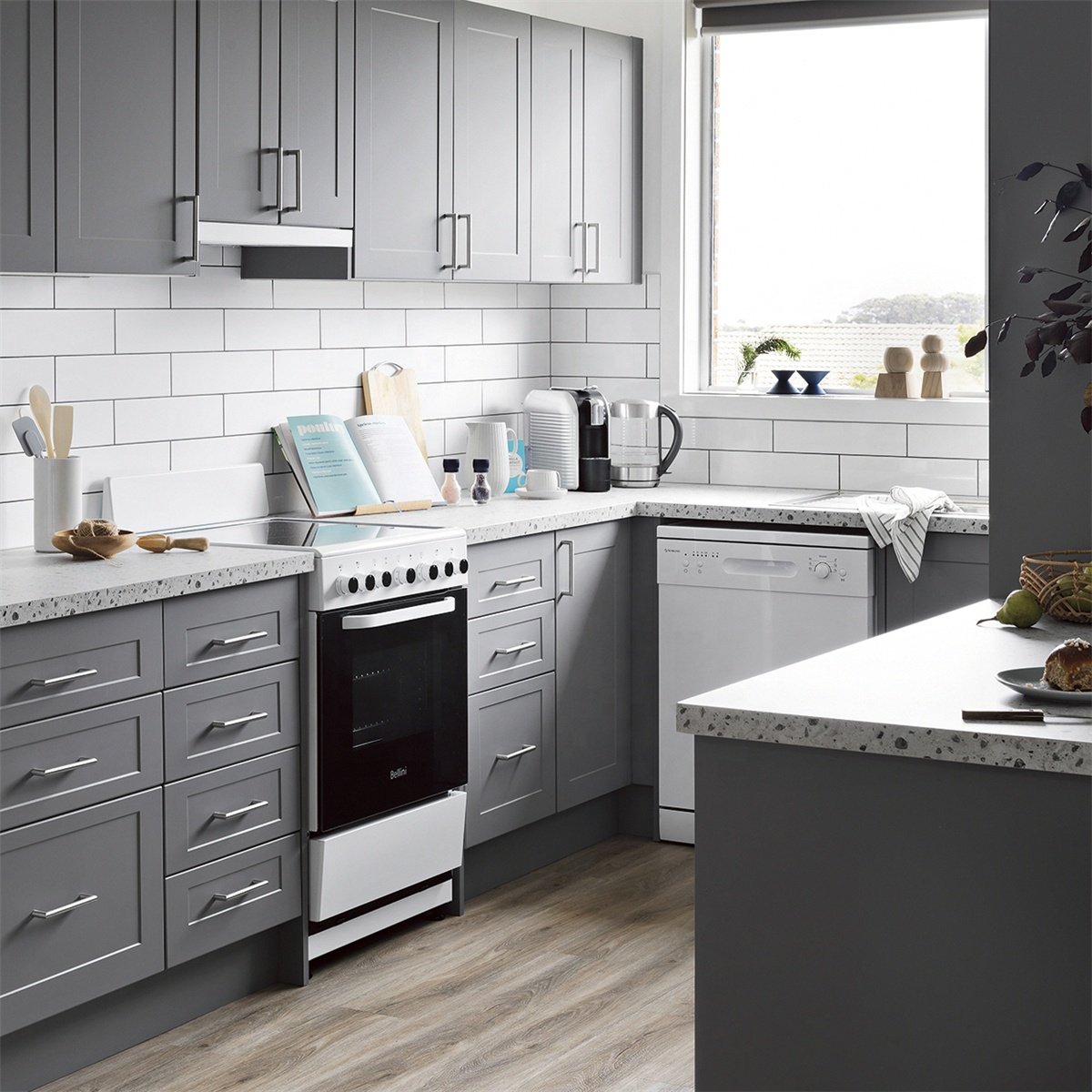 PA modular simple shaker style modern PVC kitchen cabinets
