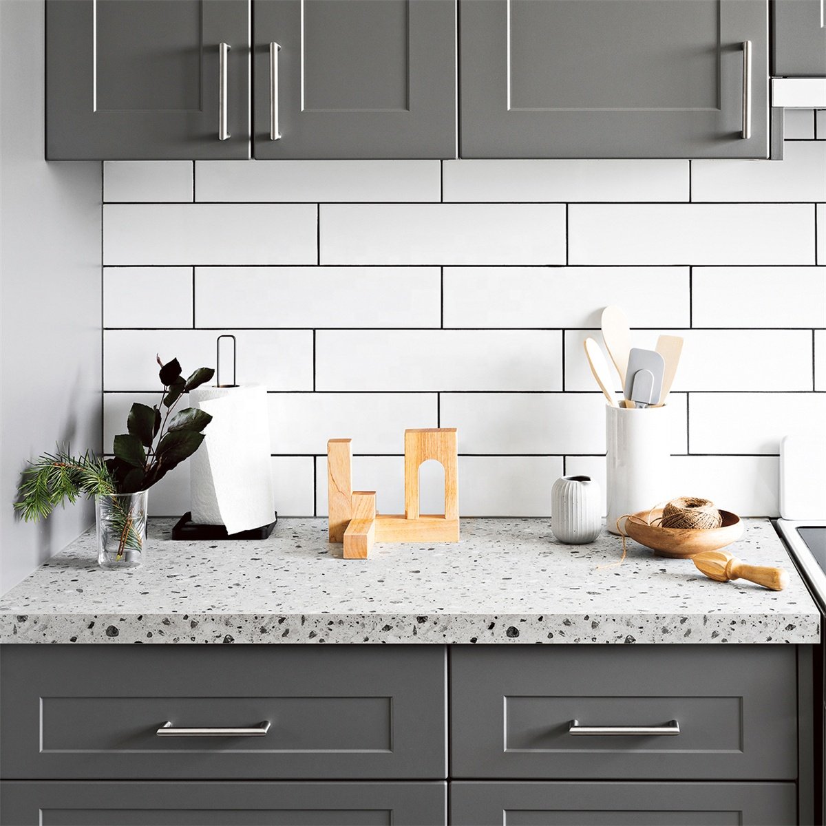 PA modular simple shaker style modern PVC kitchen cabinets