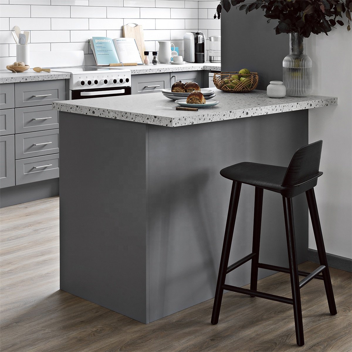 PA modular simple shaker style modern PVC kitchen cabinets