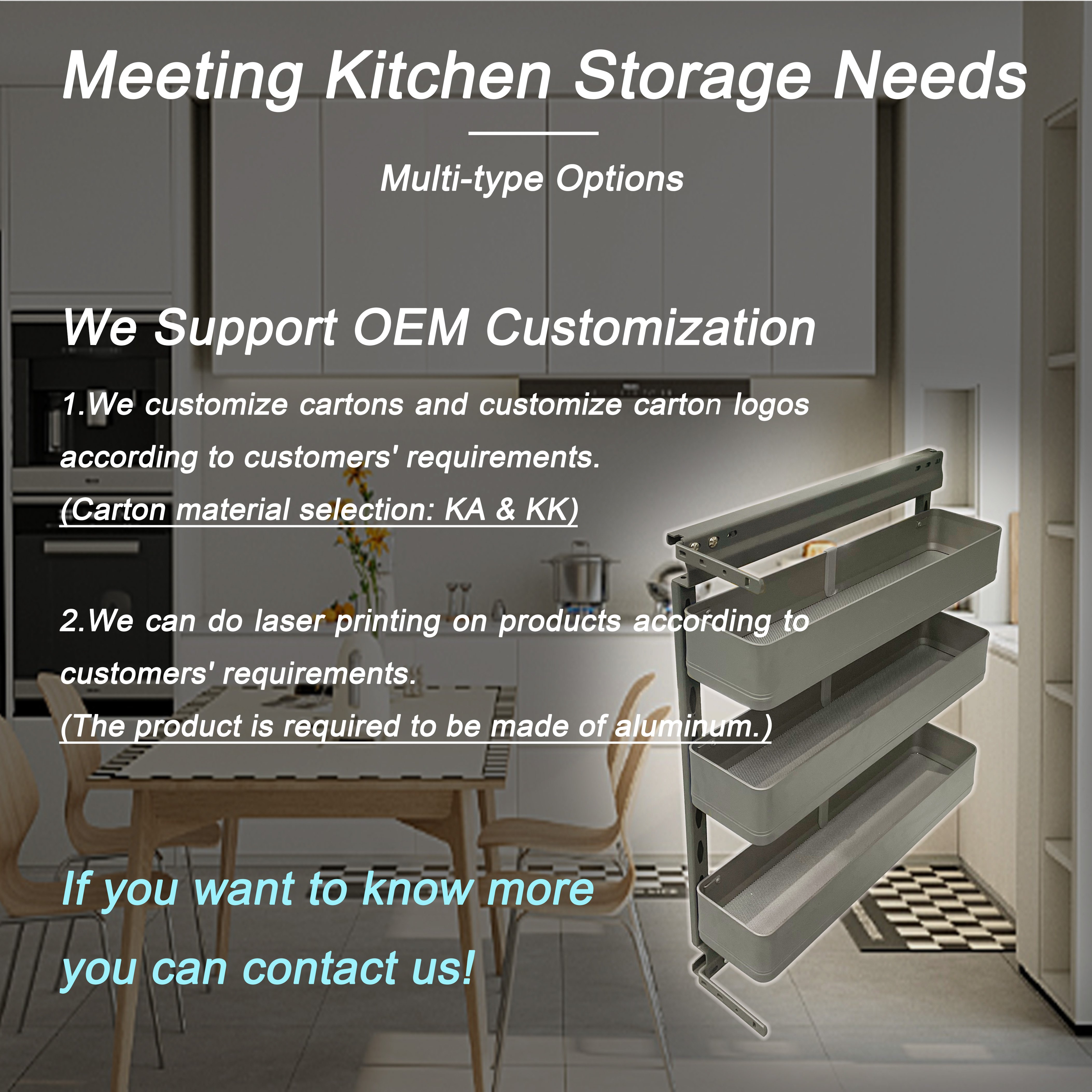 Kitchen Accessories Under Sink Metal Cabinet Organizer Sliding Storage Shelves 2-6 Tiers Aluminum Side Pull Out Basket