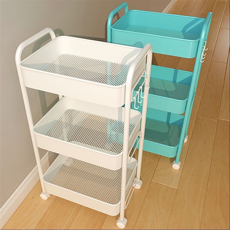 Multi-functional Household Cart with Mobile Wheel Metal Floor Kitchen Storage Rack Snacks Food Tools Multi-layer Storage Cart