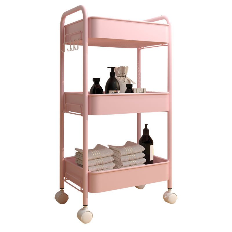 Multi-functional Household Cart with Mobile Wheel Metal Floor Kitchen Storage Rack Snacks Food Tools Multi-layer Storage Cart