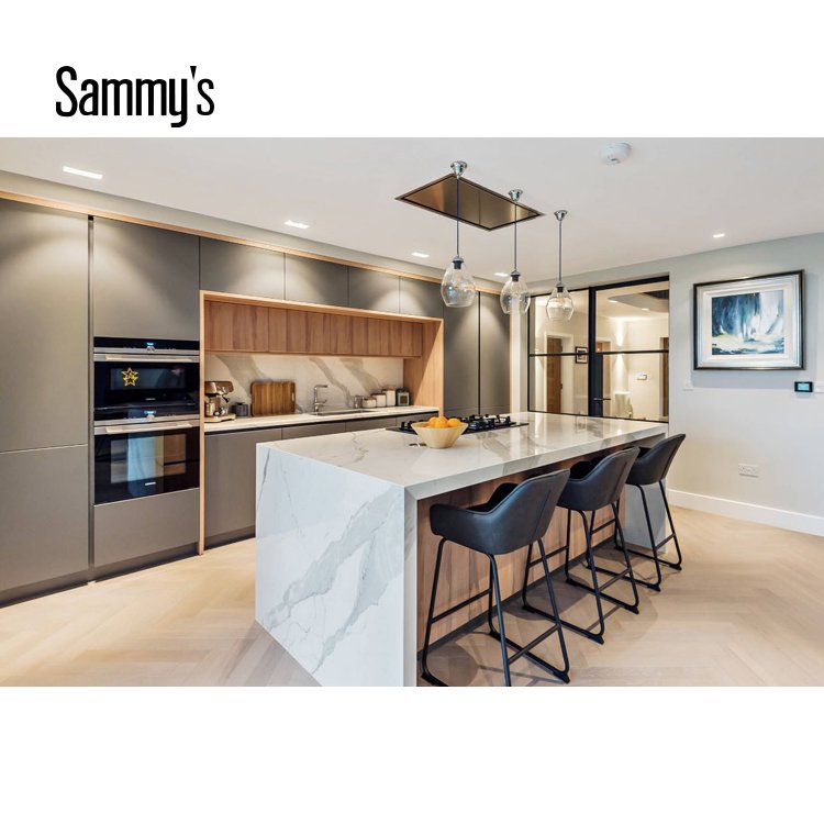 Home interior new model luxury Italian design whole kitchen cabinet set with pantry cupboard
