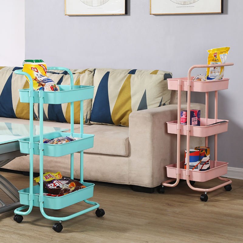nordic small cart rack rolling bath organizer craft rotating basket rack roll cart kitchen basket trolley with basket
