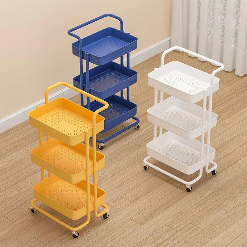 nordic small cart rack rolling bath organizer craft rotating basket rack roll cart kitchen basket trolley with basket